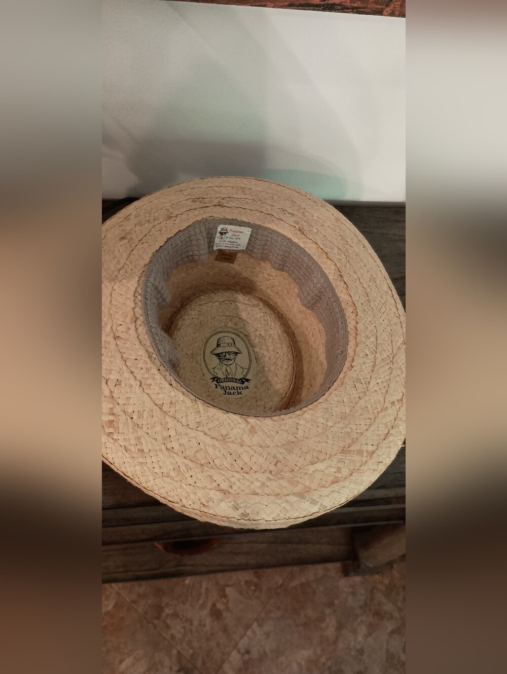 Straw Panama Hat with Floral Band - Natural - Picture 9 of 13